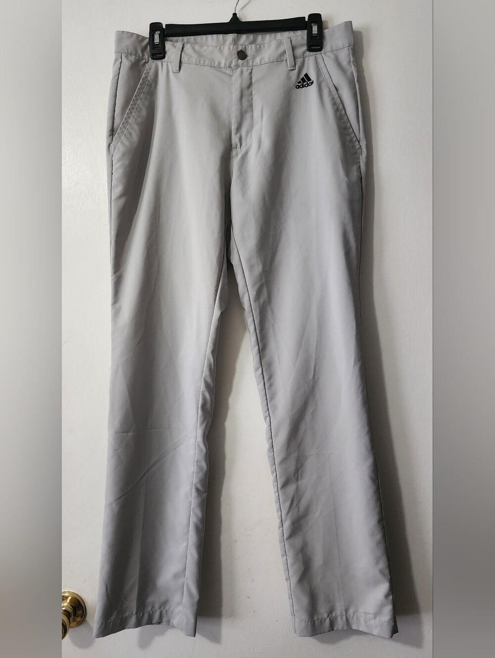 adidas Golf Men Light Gray Flat Front Straight Leg Activewear Pants Khakis 32x32